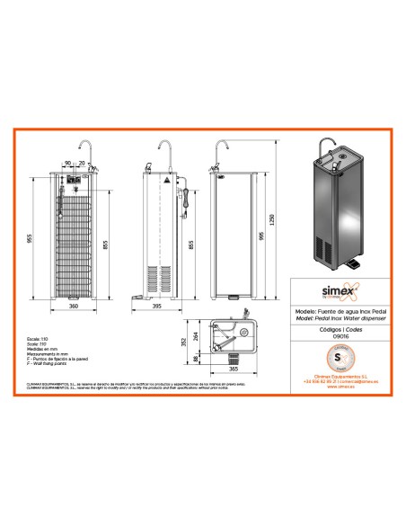 Amazonas inox, fuente metálica de 25 l/h con pedal especificaciones